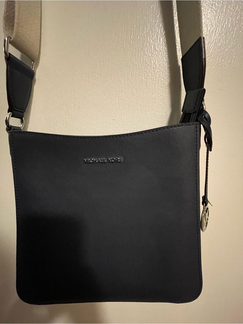 Michael Kors Black Crossbody with Contrast Beige Strap